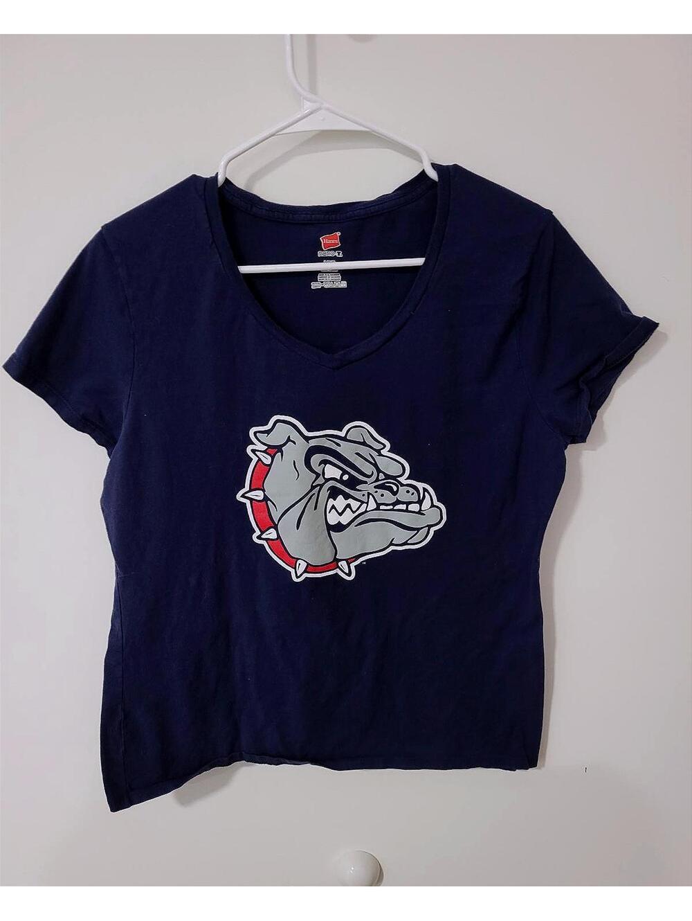 Gonzaga Bulldog V-Neck T-Shirt - Women's Size Large - Blue